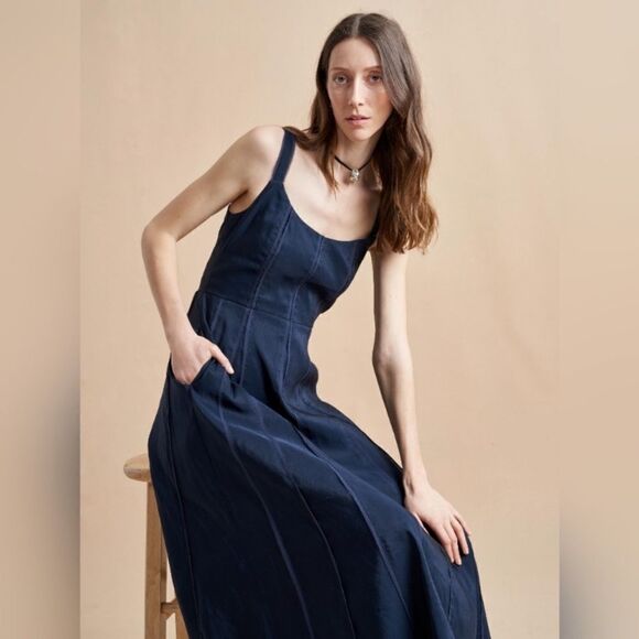 LA LIGNE Georgia Dress in Navy Blue size XL - Picture 6 of 9